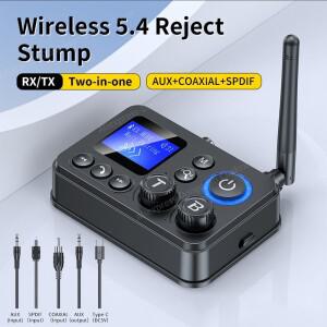 장거리 블루투스 5.4 오디오 송수신기 7IN1 AUX/COAXIAL/SPDIF/TF/U 디스크 지원 스테레오 무선 어댑터 PC