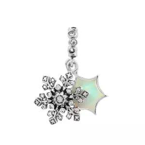 판도라 794142C01 오팔러센트 스노우플레이크 더블 펜던트 겸 댕글 실버 참