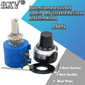 1Set 3590S 정밀 멀티턴 새 제품(1PCS 전위차계 10 링 가변 저항기 + 1PCS 회전 계산 다이얼 로터리 6.35mm