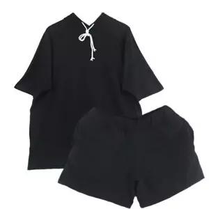 데일리로 입기 좋은 여자 반팔 후드 밴딩 반바지 세트 [WC64778]