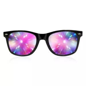 GloFX Ultimate 회절 안경 - 검정 3D 프리즘 효과 EDM 무지개, 검정_168268