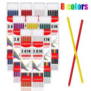 8색 2.0mm 2B 자동 연필 교체 리드 코어 학생 스케치 그림 쓰기 용품 학교 사무용품