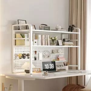 타공판 책장 컴퓨터 선반 정리 책상 2단 학생 상부장