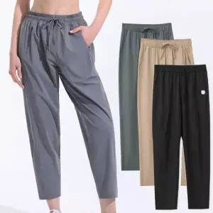 마마로 여성 여름 빅사이즈 배기 냉감 나일론 밴딩 스판 8부 일자바지