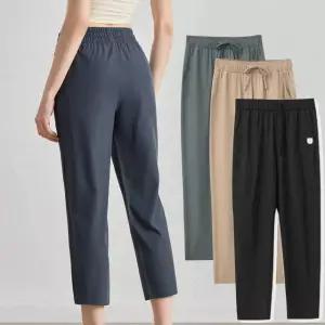 2장세트 마마로 여성 여름 빅사이즈 배기 냉감 나일론 밴딩 스판 8부 일자바지