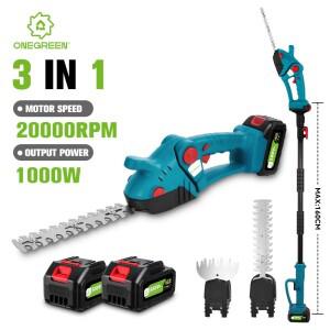 ONEGRREN 3 in 1 텔레스코픽 폴 전기 울타리 트리머  가지 관목 제초 정리 정원 도구 (21 18V 배터리용)