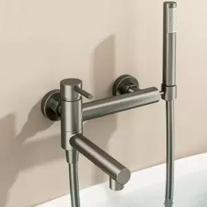 회전 욕조 주둥이와 손잡이 샤워 황동 벽 마운트 뜨거운 냉수 믹서 목욕 탭과 욕실 꼭지