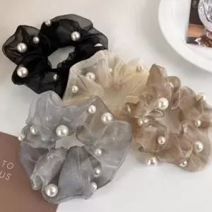 곱창 똥 끈 밴드 헤어 4P 여성 진주 머리 세트 당고