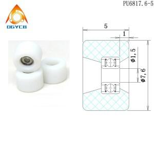 4pcs 1.5x7.6x5 PU 코팅 핑거 보드 휠 PU6817.6-5 스케이트 풀리 고속 그리스 없음 롤러