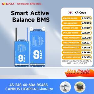 DALY 100 BMS Lifepo4 인산철 bms 4S 7S 8S 10S 16S 60A BMS(액티브 밸런서 포함) 내장 Bluetooth WIFI RS4