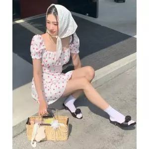 매장정품 YOUHEE 유희 FLOWER PATTERN PUFF DRESS WHITE YHOPFB007WH 1226909