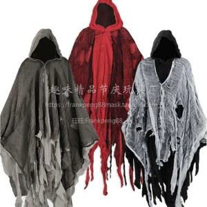 할로윈 망토 저승사자 남자가 파란색과 검은 오페라 좀비 드라큘라 여성 남성과