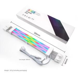 PC 케이스 PSU 연장 RGB 케이블 ATX 24핀 + PCI-E GPU 8핀x2 네온 컬러 라인 스트리머 전송 어댑터 M/B 5V