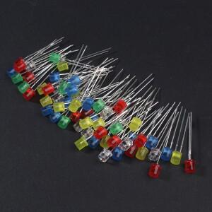 LED 조명 키트 빨간색 노란색 파란색 녹색 흰색 다이오드 모음 패키지 F5 평면 세트 100PCs 5mm