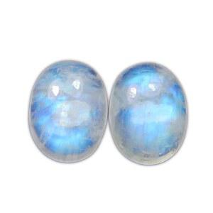 마이힐링월드 타원형 블루 파이어 문스톤 AAA 퀄리티 내추럴 캘리브레이션 12x16mm 카보숑 루즈 보석 2개 박스