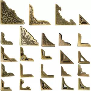 낙스콜 96PCS 금속 책 코너 프로텍터 24 스타일 언 가드 엣지 커버 빈티지 장식 패드 교과서 앨범 스크랩북