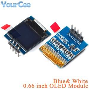 0.66 인치 OLED LCD 디스플레이 스크린 모듈 3.3V 흰색 파란색 SSD1306 드라이버 I2C IIC 64X48