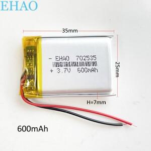 EHAO 702535 리튬 폴리머 LiPo 충전식 배터리 Mp3 GPS 레코딩 펜 블루투스 헤드폰 스마트 워치 3.7V 600mAh