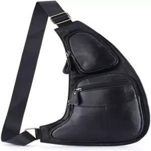 남성 크로스바디 어깨 가슴 데이팩 백팩용 KPYWZER 빈티지 가죽 슬링백 백팩