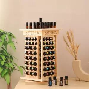 에센셜 오일 회전 진열대 네일 수납 선반 원목 보관함