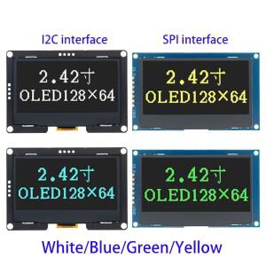 2.42 인치 LCD 화면 흰색 파란색 노란색 녹색 128x64 OLED 디스플레이 모듈 C51 SPD0301 용 IIC I2C SPI 직