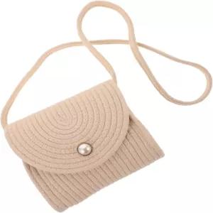 칼라론 작은 짚 크로스바디 백 우븐 라탄 미니 숄더 토트 여성용 수제 비치 핸드백과 펄 버튼 여름 휴가