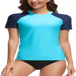 보네이우테베 여성 수영복 UPF 50+ 반팔 래쉬가드 UV 자외선 차단 상의