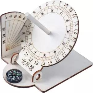 실용적인 나무 해시계를 가르치는 위안홀루미드 해시계 과학 모델 고대 타이머 - 가정용 책상 장식 시계