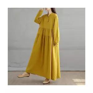빈티지 가을 원피스 스커트 여친 롱 면마 린넨 CH3