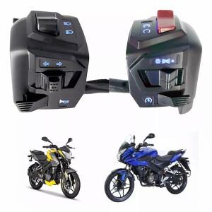 LED 초크 회전 신호 헤드 라이트가있는 22mm 바이크 오토바이 핸들 바 스위치 PULSAR NS 150 200 AS 용 전