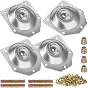 HUTLON 4팩 다리 장착 플레이트 가구 부착 12도 각도 금속 테이블 하드웨어 브래킷 산업용 강도 T-플레이트