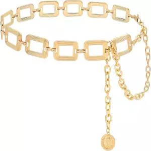 하이쿼크 여성용 체인 벨트 메탈 허리 청키 벨리 링크