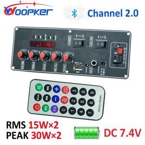 WOOPKER 오디오 증폭기 보드 7.4V 배터리 버전 30W 서브우퍼 마이크 앰프 모듈 채널 2.0 4ohms 스피커 홈 D