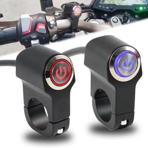 바이크 오토바이 핸들 바 스위치 12V 10A 알루미늄 합금 22mm 자전거 ATV 헤드 라이트 표시 등-파란색