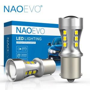 호환상품 NAOEVO P21W LED 자동차 W16W T20 BA15S T15 W21/5W 1300Lm BAY15D 1157 7443 lada DRL Blub 3030
