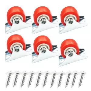 플로유틴 1인치 견고한 무스비벨 플레이트 캐스터 가구 및 작업대용 소형 고무 바퀴 6팩(무료 나사)