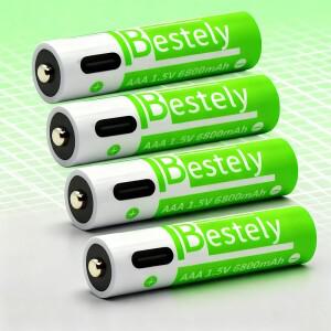 2025년형 6800mAh AAA 충전식 리튬 배터리 USB-C 충전 카메라 전동 칫솔 면도기용