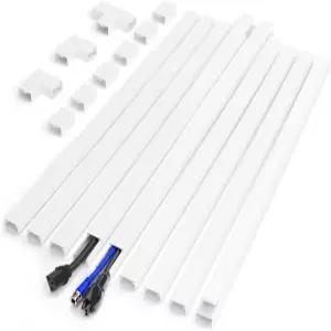 YCLYC 코드 하이더 132인치 화이트 W0.85인치 H0.5인치 자가 접착 편리 케이블 레이스웨이 키트 2코드용