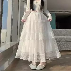 픽토 스커트 여자 롱만 레이스 쉬폰 하이웨스트 A라인 슬림핏 젠1