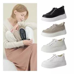 오피스룩 [올리] 제시 쥬얼 퀄팅 키높이 쿠션 스니커즈 6cm