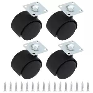 무브플랙스 1.5인치 캐스터 휠 교체 가구 세트 4개 나일론 플레이트 범용 회전 롤러 롤링 카트 의자