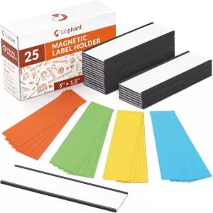 흰색 카드 삽입물 50개 투명 플라스틱 보호대 25개 컬러풀한 스톡 20개가 포함된 팩 C 채널 마그네틱 라벨