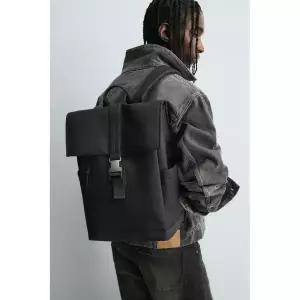 ZARA 자라 러버라이즈드 플랩 백팩 - 블랙 750355