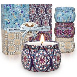 평온블리스 향초 세트 4팩 소이 캔들 120시간 연소 시간 여성에게 이상적인 선물 생일