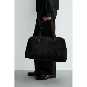 ZARA 자라 M 사이즈 레더 트래블 백 - 블랙 750308