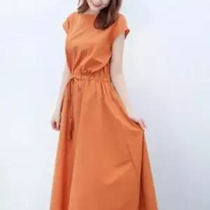 여성반팔원피스 반팔 롱원피스 여름 면 스트링 원피스