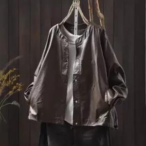 EAMT 여자 빈티지 코트 스몰 재킷 소프트 차이나 가죽 자켓 레더 시보리 EUNG1