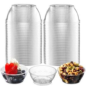 조이서브 클리어 미니 플라스틱 그릇 가정 파티 6온스 디저트 용품용 또는 서빙 대량 케이터링 살사 프리미엄 파티 50팩 하드 이벤트 결혼식 일회용