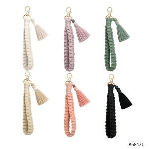 수동 짠 폰 랜야드 면 손목 스트랩 키체인 보헤미안 시골 레트로 복고풍 엔틱 민족 스타일 액세서리 태슬