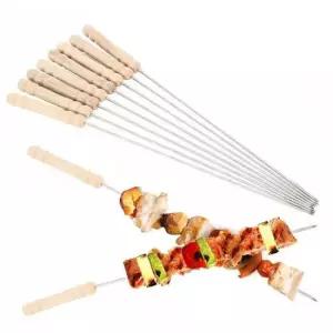 원목손잡이 스텐 바베큐 꼬치 1열 꼬챙이 10개세트